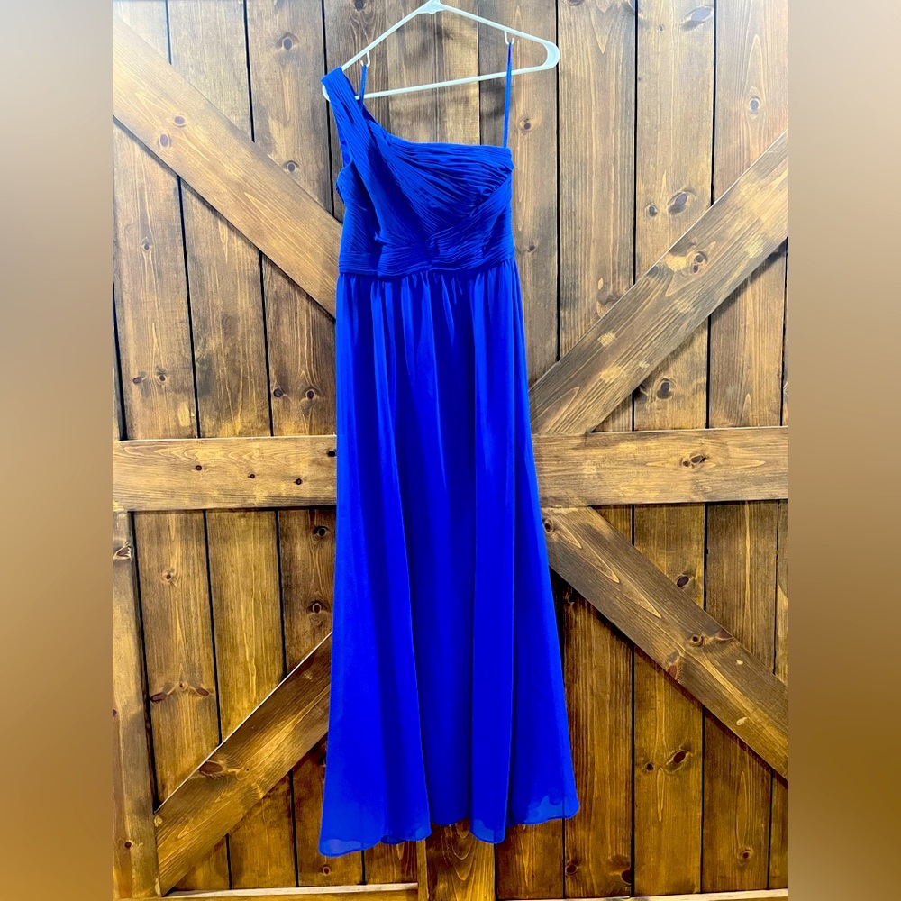 Ralph Lauren Sapphire Blue Asymmetric Prom Dress